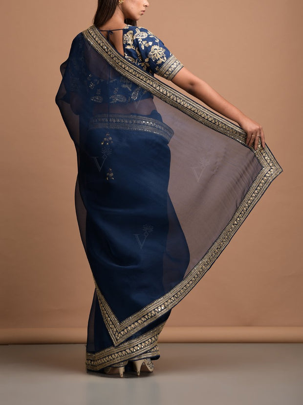 Blue Organza Saree