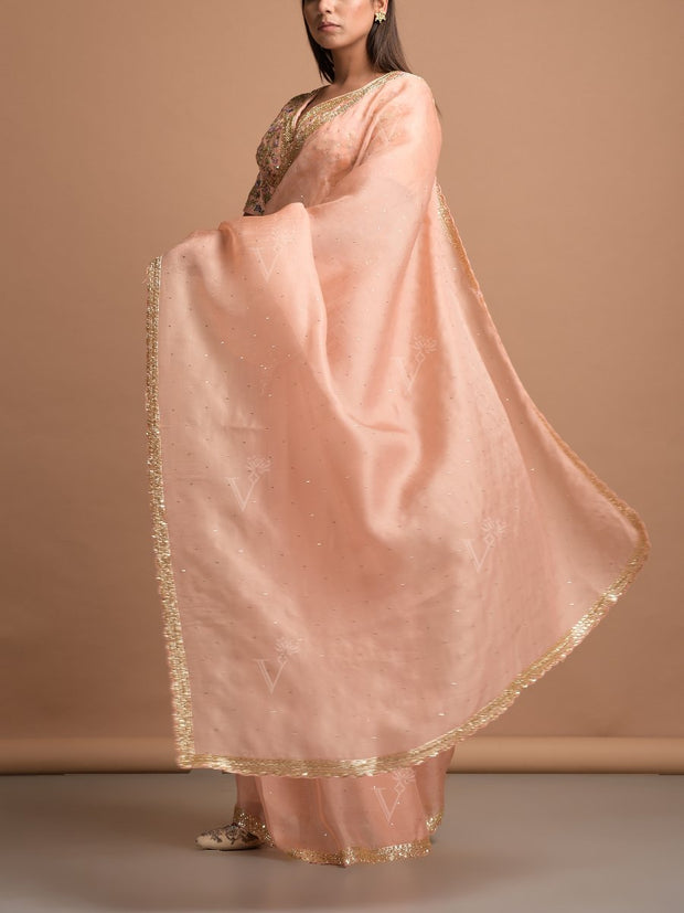 Peach Organza Saree