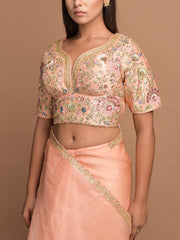 Peach Organza Saree