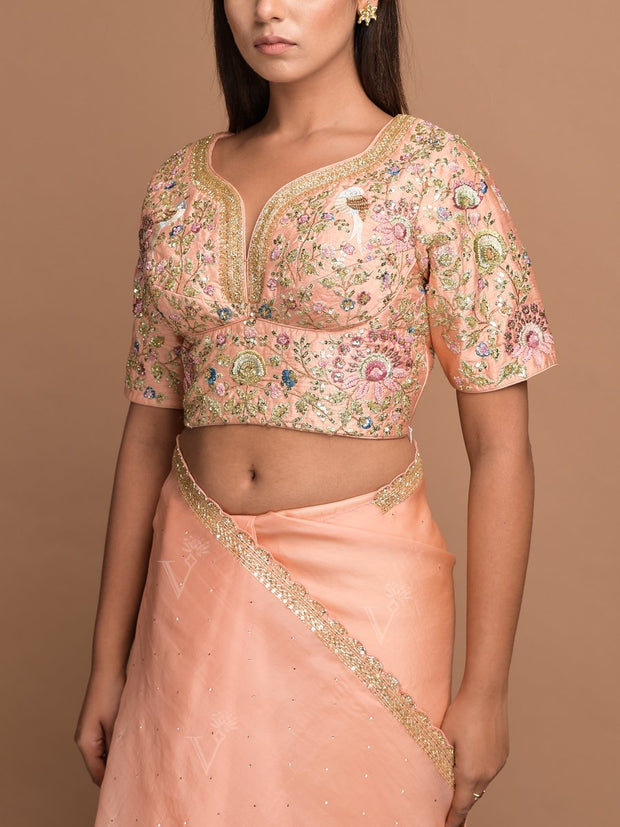 Peach Organza Saree