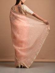 Peach Organza Saree