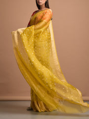 Mustard Yellow Organza Saree