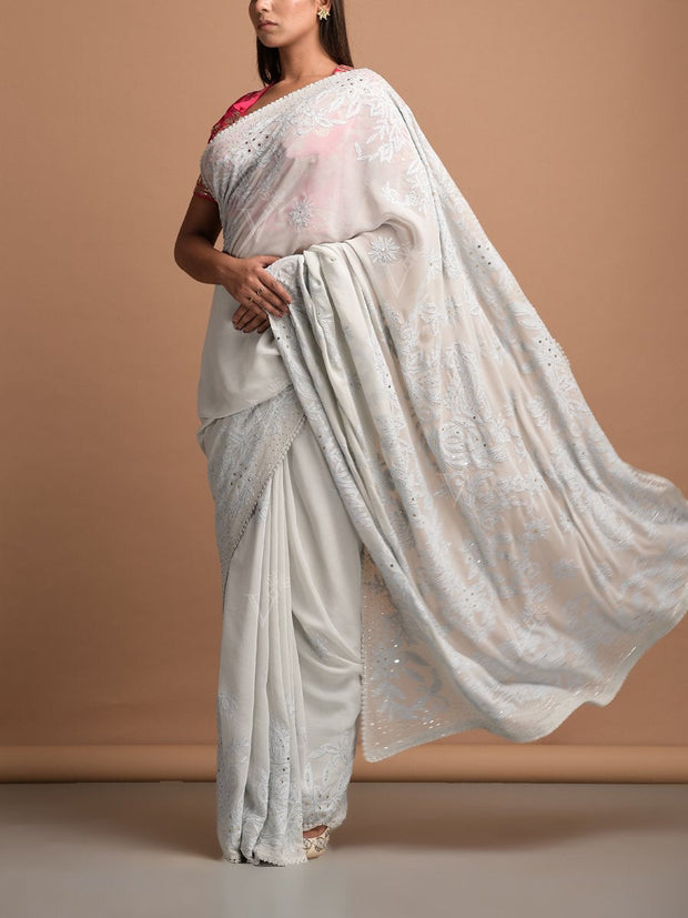 Grey Georgette Saree