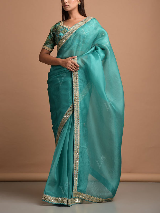 Green Organza Saree