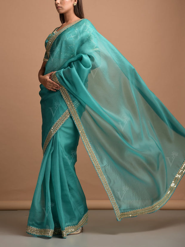 Green Organza Saree