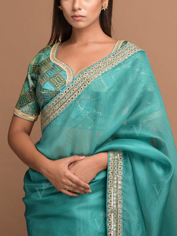 Green Organza Saree