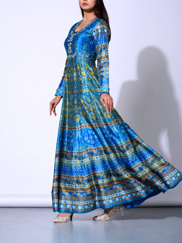 Blue Vasansi Silk Anarkali Gown