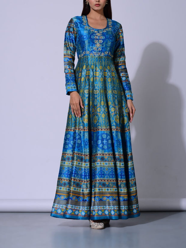 Blue Vasansi Silk Anarkali Gown