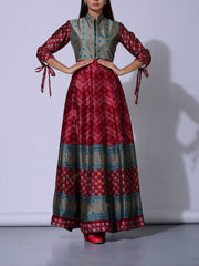 Maroon Vasansi Silk Anarkali Gown