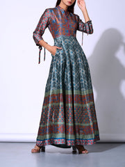 Teal Blue Vasansi Silk Anarkali Gown