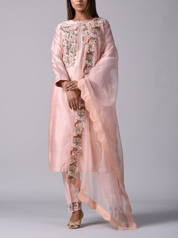 Peach Chanderi Silk Salwar Suit