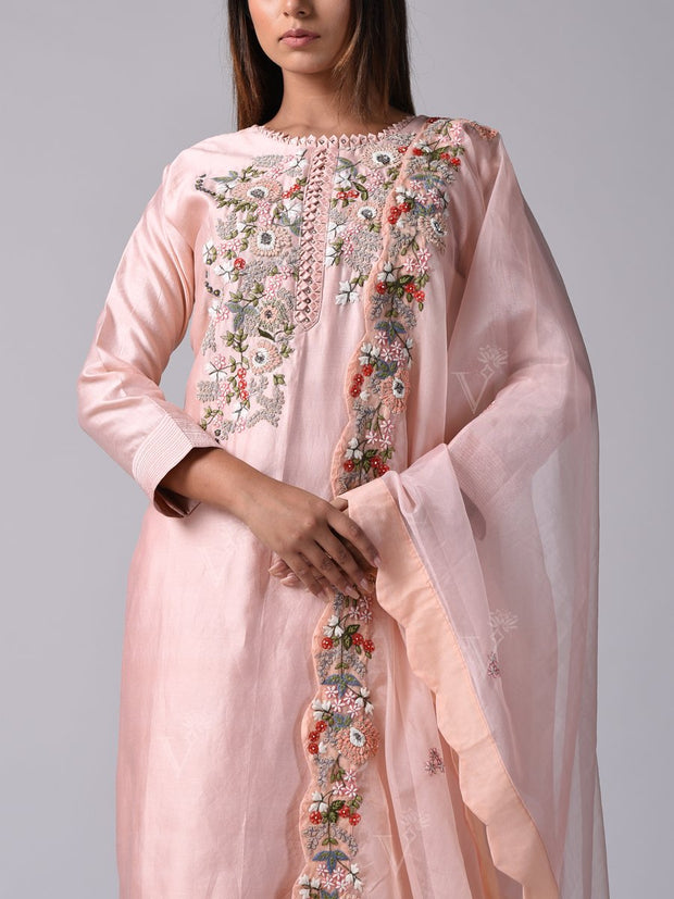 Peach Chanderi Silk Salwar Suit