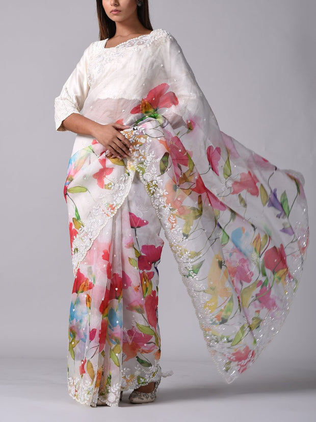 Off White Organza Saree