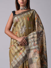 Green Tussar Silk Saree