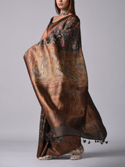 Grey Tussar Silk Saree