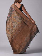 Grey Tussar Silk Saree