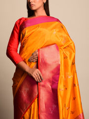 Orange Banarasi Silk Saree