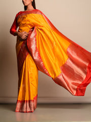 Yellow Banarasi Silk Saree