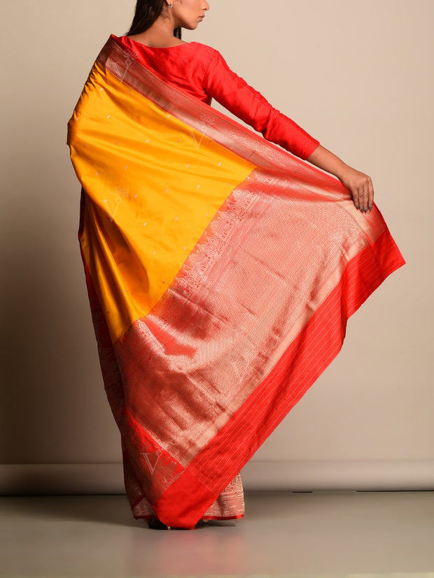 Yellow Banarasi Silk Saree