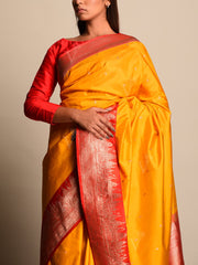 Yellow Banarasi Silk Saree