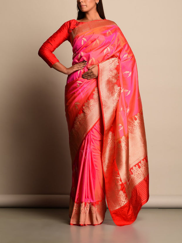 Pink Banarasi Silk Saree