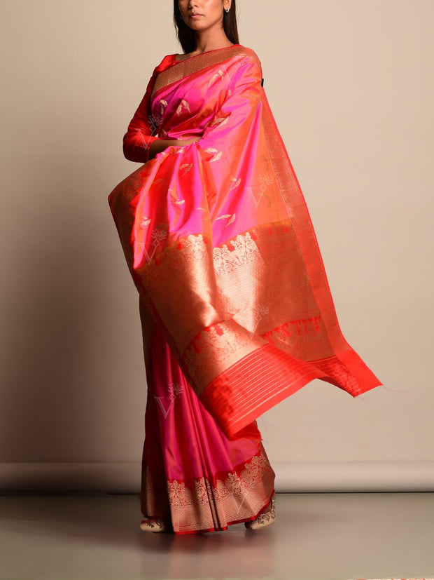 Pink Banarasi Silk Saree