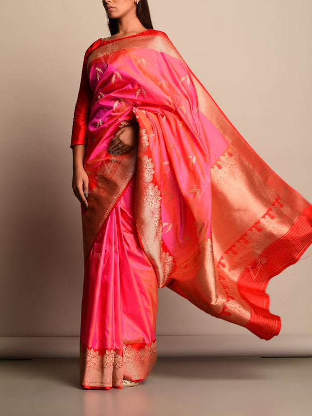 Pink Banarasi Silk Saree