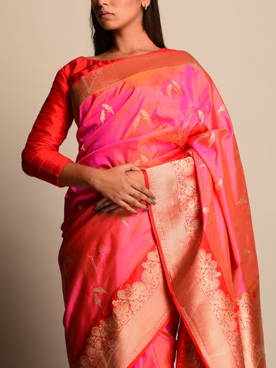 Pink Banarasi Silk Saree