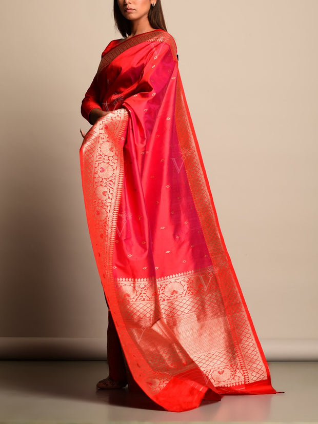 Pink Banarasi Silk Saree