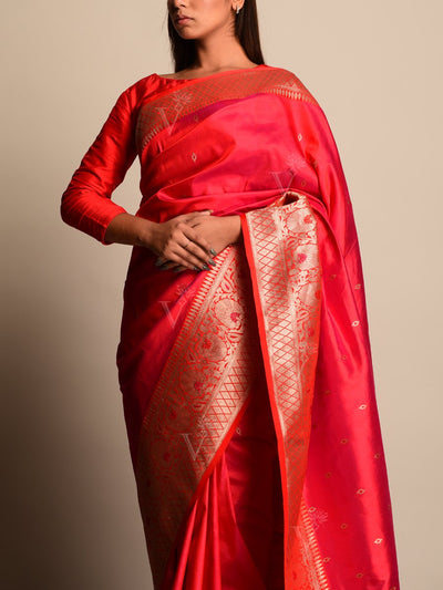 Pink Banarasi Silk Saree