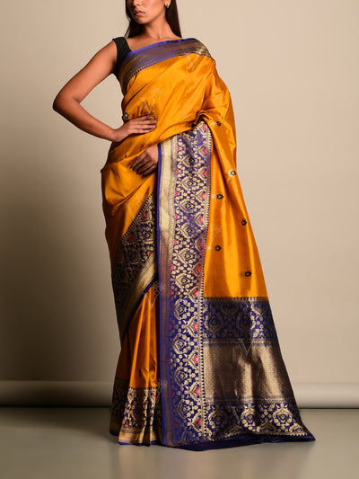 Mustard Banarasi Silk Saree