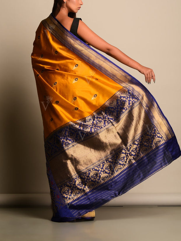 Mustard Banarasi Silk Saree