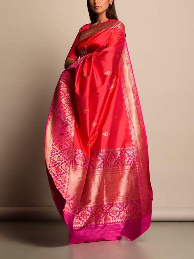 Pink Banarasi Silk Saree