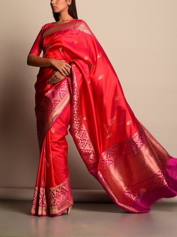 Pink Banarasi Silk Saree