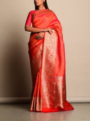 Orange Banarasi Silk Saree