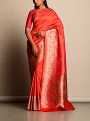 Orange Banarasi Silk Saree