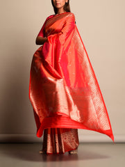 Orange Banarasi Silk Saree