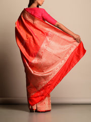 Orange Banarasi Silk Saree