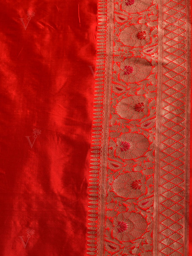 Orange Banarasi Silk Saree