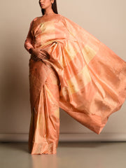 Peach Banarasi Silk Saree