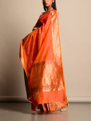 Orange Banarasi Silk Saree