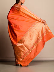 Orange Banarasi Silk Saree