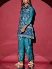 Steel Blue Vasansi Sil Printed Co-ord Set