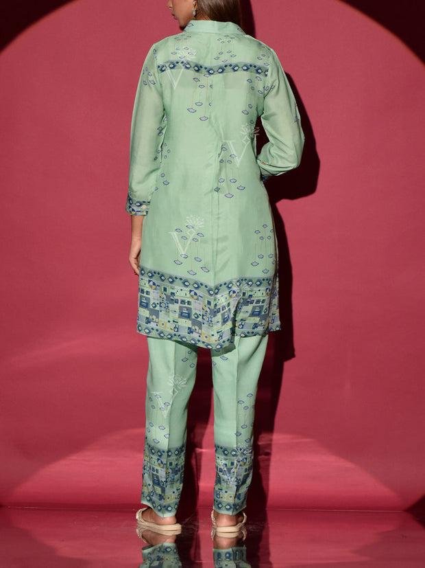 Blue Green Vasansi Silk Printed Co-ord Set