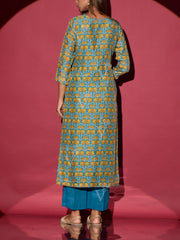 Blue Vasansi Silk Printed Highlighted Kurta