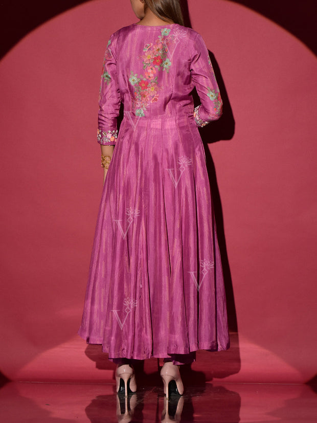 Raspberry Vasansi Silk Kurta and Pant Set