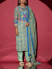 Green Vasansi Silk Printed Suit Set