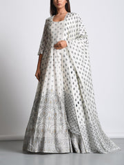 Off White Chanderi Silk Anarkali Gown