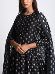 Black Chanderi Silk Anarkali Gown