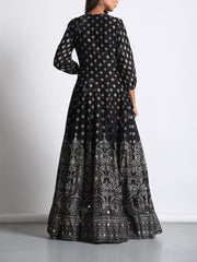 Black Chanderi Silk Anarkali Gown